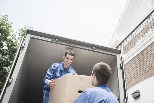 Office furniture and equipment prepared for a commercial move in Putney